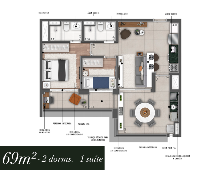 apartamento a venda de 2 dormitórios em Santo Amaro