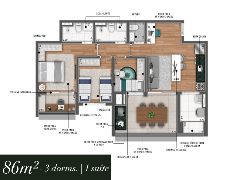 apartamento a venda de dois dormitórios em Santo Amaro