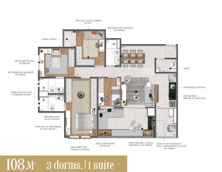 apartamento a venda de 4 dormitórios em Santo Amaro