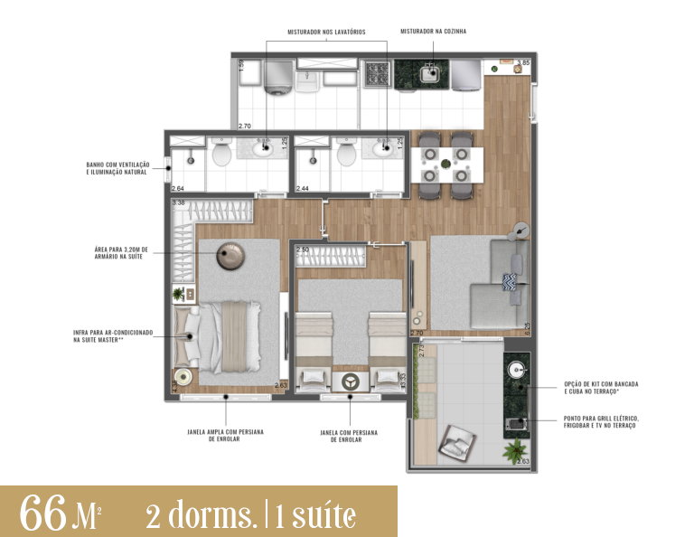 apartamento a venda de 2 dormitórios em Santo Amaro